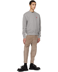 hellbeige bedrucktes Sweatshirt von AMI Alexandre Mattiussi