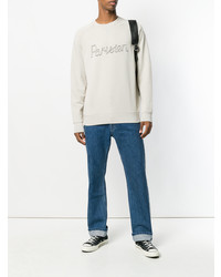 hellbeige bedrucktes Sweatshirt von MAISON KITSUNÉ