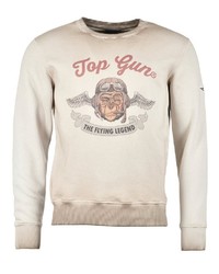 hellbeige bedrucktes Sweatshirt von TOP GUN