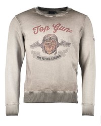 hellbeige bedrucktes Sweatshirt von TOP GUN