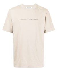 hellbeige bedrucktes T-Shirt mit einem Rundhalsausschnitt von 1017 Alyx 9Sm