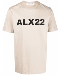 hellbeige bedrucktes T-Shirt mit einem Rundhalsausschnitt von 1017 Alyx 9Sm