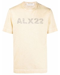 hellbeige bedrucktes T-Shirt mit einem Rundhalsausschnitt von 1017 Alyx 9Sm