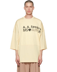 hellbeige bedrucktes T-Shirt mit einem Rundhalsausschnitt von A. A. Spectrum