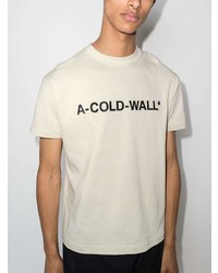 hellbeige bedrucktes T-Shirt mit einem Rundhalsausschnitt von A-Cold-Wall*