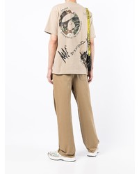 hellbeige bedrucktes T-Shirt mit einem Rundhalsausschnitt von AAPE BY A BATHING APE