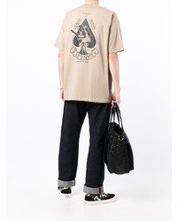 hellbeige bedrucktes T-Shirt mit einem Rundhalsausschnitt von AAPE BY A BATHING APE