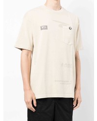 hellbeige bedrucktes T-Shirt mit einem Rundhalsausschnitt von AAPE BY A BATHING APE