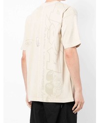 hellbeige bedrucktes T-Shirt mit einem Rundhalsausschnitt von AAPE BY A BATHING APE