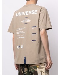 hellbeige bedrucktes T-Shirt mit einem Rundhalsausschnitt von AAPE BY A BATHING APE