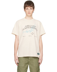 hellbeige bedrucktes T-Shirt mit einem Rundhalsausschnitt von Afield Out