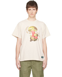 hellbeige bedrucktes T-Shirt mit einem Rundhalsausschnitt von Afield Out