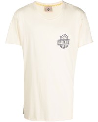 hellbeige bedrucktes T-Shirt mit einem Rundhalsausschnitt von Alchemist