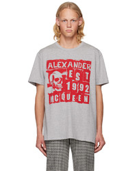 hellbeige bedrucktes T-Shirt mit einem Rundhalsausschnitt von Alexander McQueen
