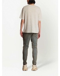 hellbeige bedrucktes T-Shirt mit einem Rundhalsausschnitt von Balmain