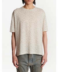 hellbeige bedrucktes T-Shirt mit einem Rundhalsausschnitt von Balmain