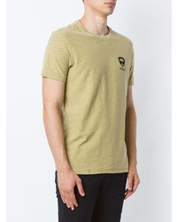 hellbeige bedrucktes T-Shirt mit einem Rundhalsausschnitt von OSKLEN