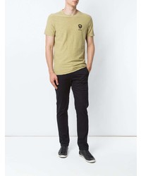 hellbeige bedrucktes T-Shirt mit einem Rundhalsausschnitt von OSKLEN