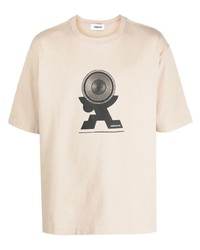 hellbeige bedrucktes T-Shirt mit einem Rundhalsausschnitt von Ambush