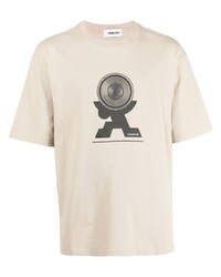 hellbeige bedrucktes T-Shirt mit einem Rundhalsausschnitt von Ambush