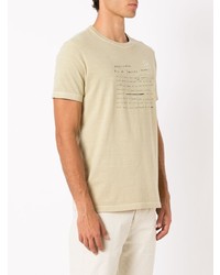 hellbeige bedrucktes T-Shirt mit einem Rundhalsausschnitt von OSKLEN