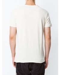 hellbeige bedrucktes T-Shirt mit einem Rundhalsausschnitt von OSKLEN