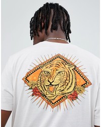 hellbeige bedrucktes T-Shirt mit einem Rundhalsausschnitt von ASOS DESIGN