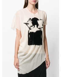 hellbeige bedrucktes T-Shirt mit einem Rundhalsausschnitt von Lost & Found Ria Dunn