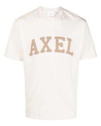 hellbeige bedrucktes T-Shirt mit einem Rundhalsausschnitt von Axel Arigato