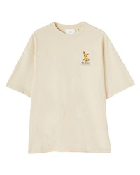 hellbeige bedrucktes T-Shirt mit einem Rundhalsausschnitt von Axel Arigato