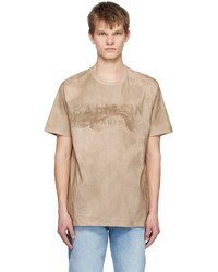 hellbeige bedrucktes T-Shirt mit einem Rundhalsausschnitt von Balmain