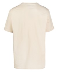 hellbeige bedrucktes T-Shirt mit einem Rundhalsausschnitt von Koché