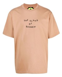 hellbeige bedrucktes T-Shirt mit einem Rundhalsausschnitt von BARROW