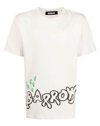 hellbeige bedrucktes T-Shirt mit einem Rundhalsausschnitt von BARROW