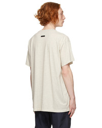 hellbeige bedrucktes T-Shirt mit einem Rundhalsausschnitt von Fear Of God