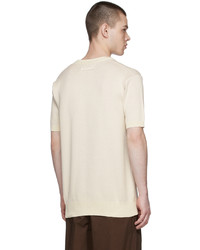 hellbeige bedrucktes T-Shirt mit einem Rundhalsausschnitt von UNIFORME