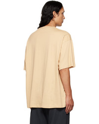 hellbeige bedrucktes T-Shirt mit einem Rundhalsausschnitt von Acne Studios