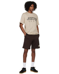 hellbeige bedrucktes T-Shirt mit einem Rundhalsausschnitt von Billionaire Boys Club