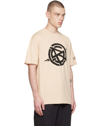 hellbeige bedrucktes T-Shirt mit einem Rundhalsausschnitt von Stray Rats