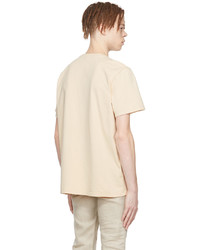 hellbeige bedrucktes T-Shirt mit einem Rundhalsausschnitt von Nudie Jeans