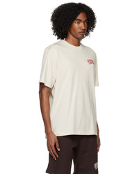hellbeige bedrucktes T-Shirt mit einem Rundhalsausschnitt von Billionaire Boys Club
