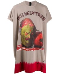 hellbeige bedrucktes T-Shirt mit einem Rundhalsausschnitt von Bernhard Willhelm