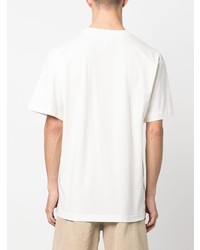 hellbeige bedrucktes T-Shirt mit einem Rundhalsausschnitt von MARKET