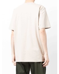 hellbeige bedrucktes T-Shirt mit einem Rundhalsausschnitt von MSGM