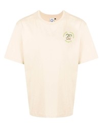 hellbeige bedrucktes T-Shirt mit einem Rundhalsausschnitt von Carne Bollente