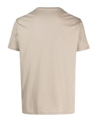 hellbeige bedrucktes T-Shirt mit einem Rundhalsausschnitt von Alpha Industries
