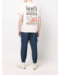 hellbeige bedrucktes T-Shirt mit einem Rundhalsausschnitt von Levi's