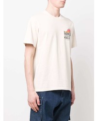 hellbeige bedrucktes T-Shirt mit einem Rundhalsausschnitt von Levi's