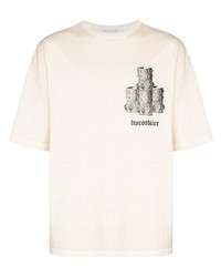 hellbeige bedrucktes T-Shirt mit einem Rundhalsausschnitt von Children Of The Discordance