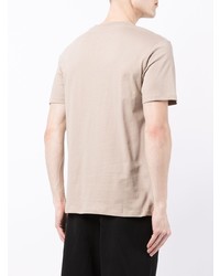 hellbeige bedrucktes T-Shirt mit einem Rundhalsausschnitt von Soulland